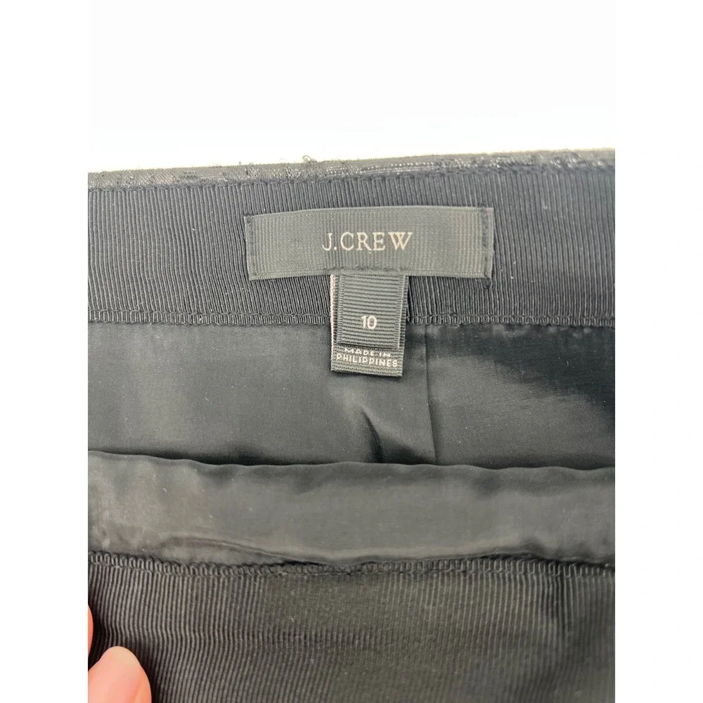 J.Crew Black Paisley Metallic Jacquard Faux Wrap Mini Skirt Size 10